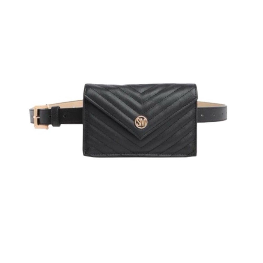 NWT‎ Steve Madden Women’s Black Quilted Belt Bag Gifts Stocking Stuffer Classic